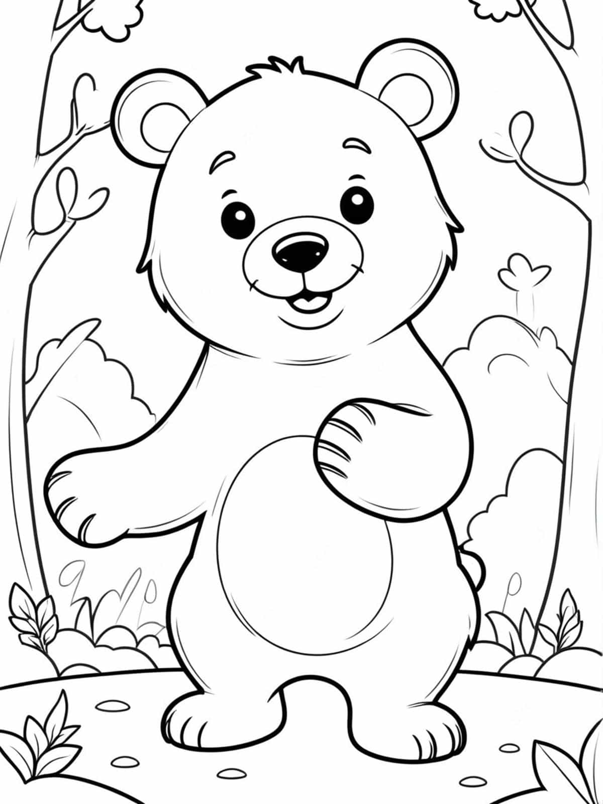 Cartoon Bear In A Playful Pose Coloring Pages