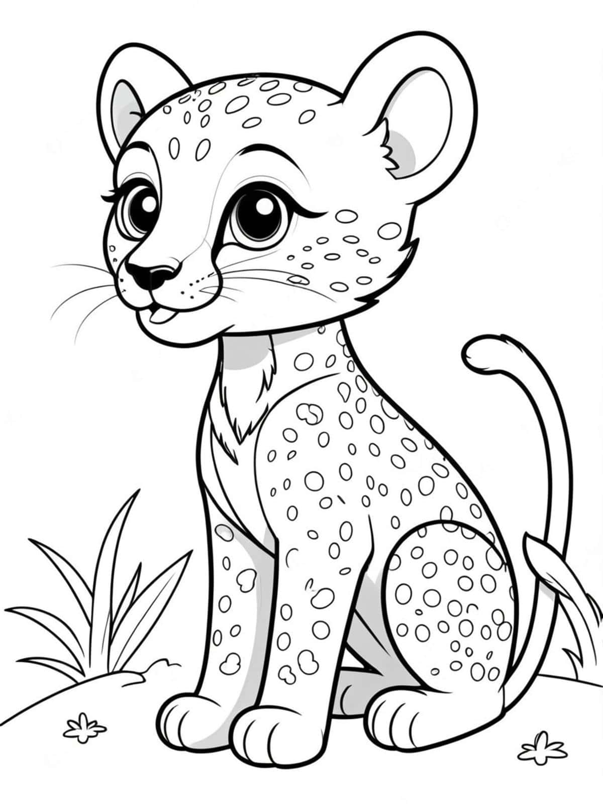 Cartoon Cheetah In A Playful Pose Coloring Pages