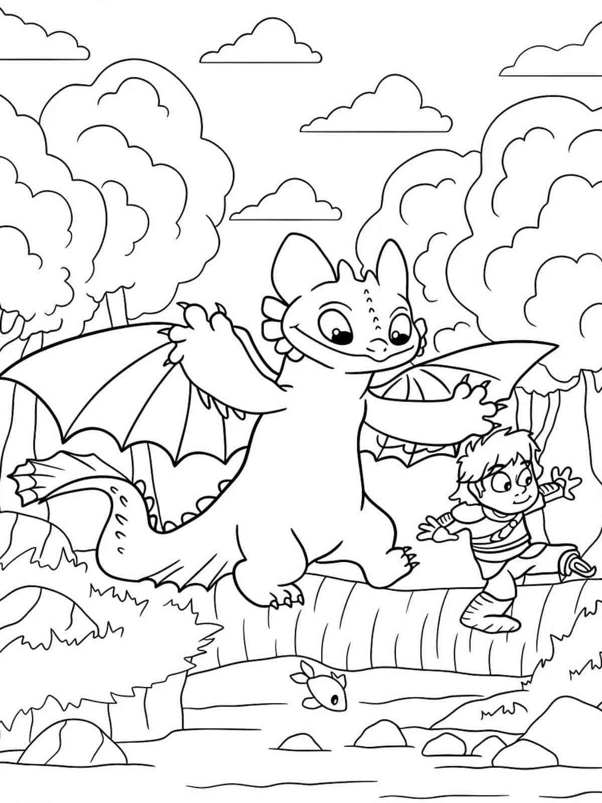 Cartoon Dragon Coloring Page