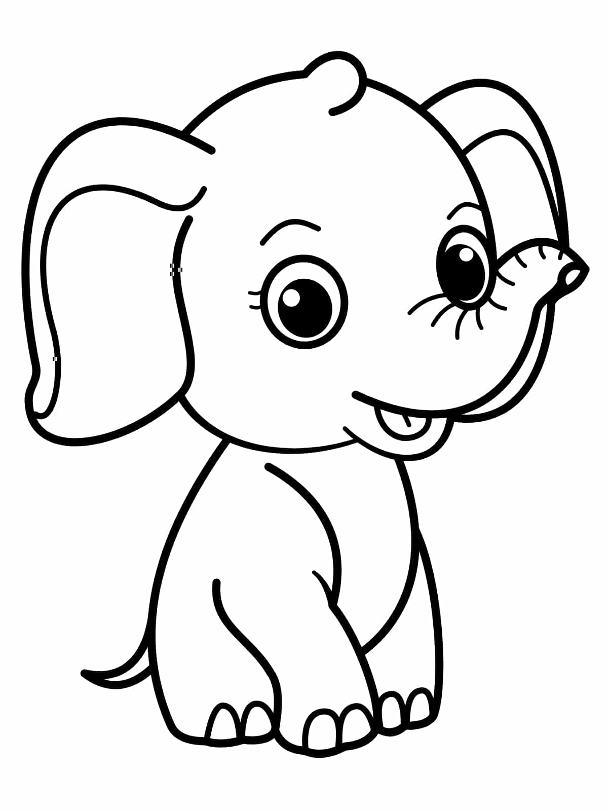 Cartoon Elephant Coloring Page