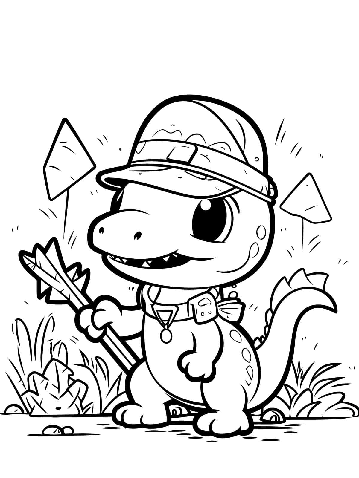 Cartoon Funny Dinosaur Coloring Sheets For Kids