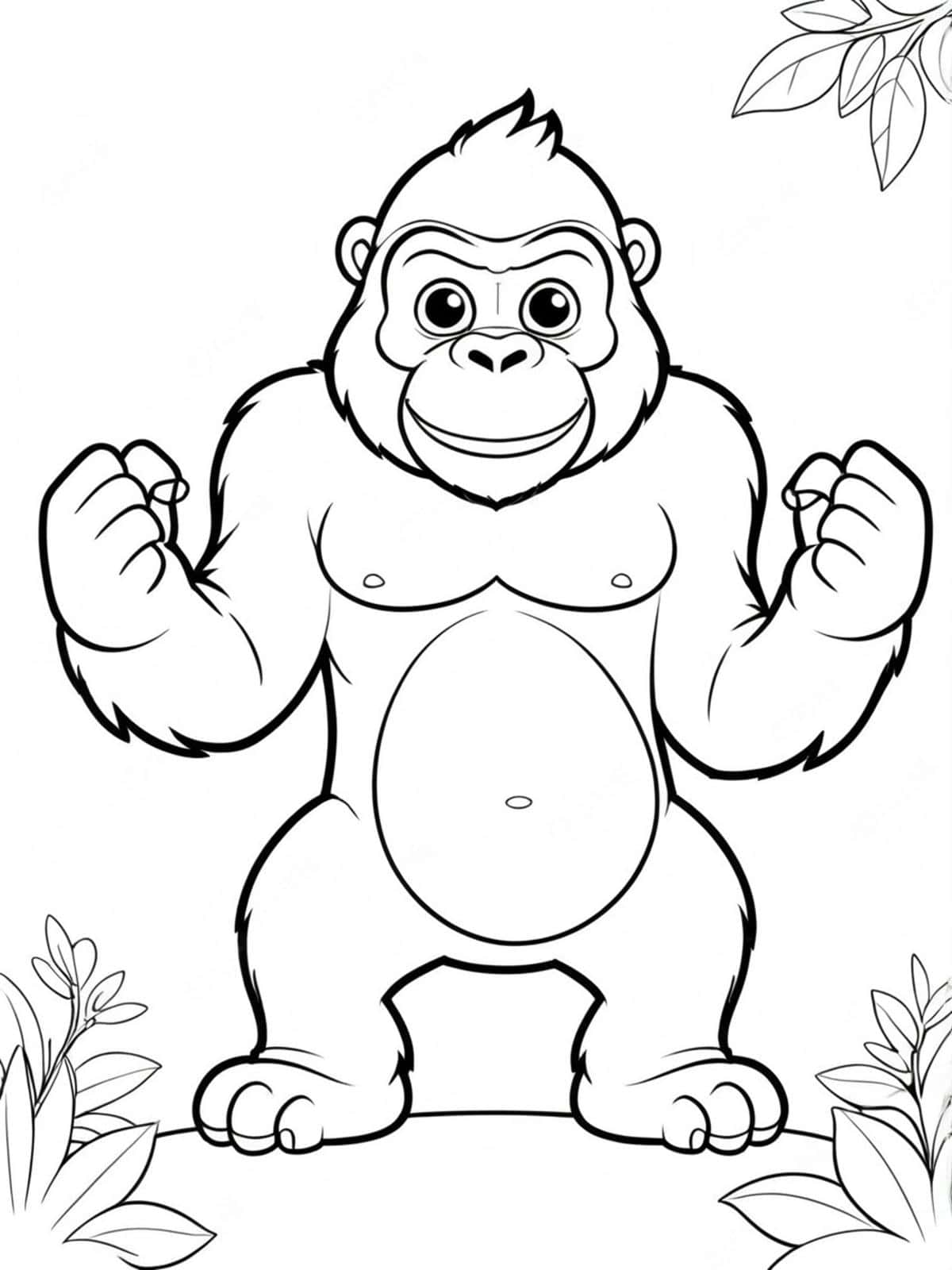 Cartoon Gorilla In A Fun Pose Coloring Pages