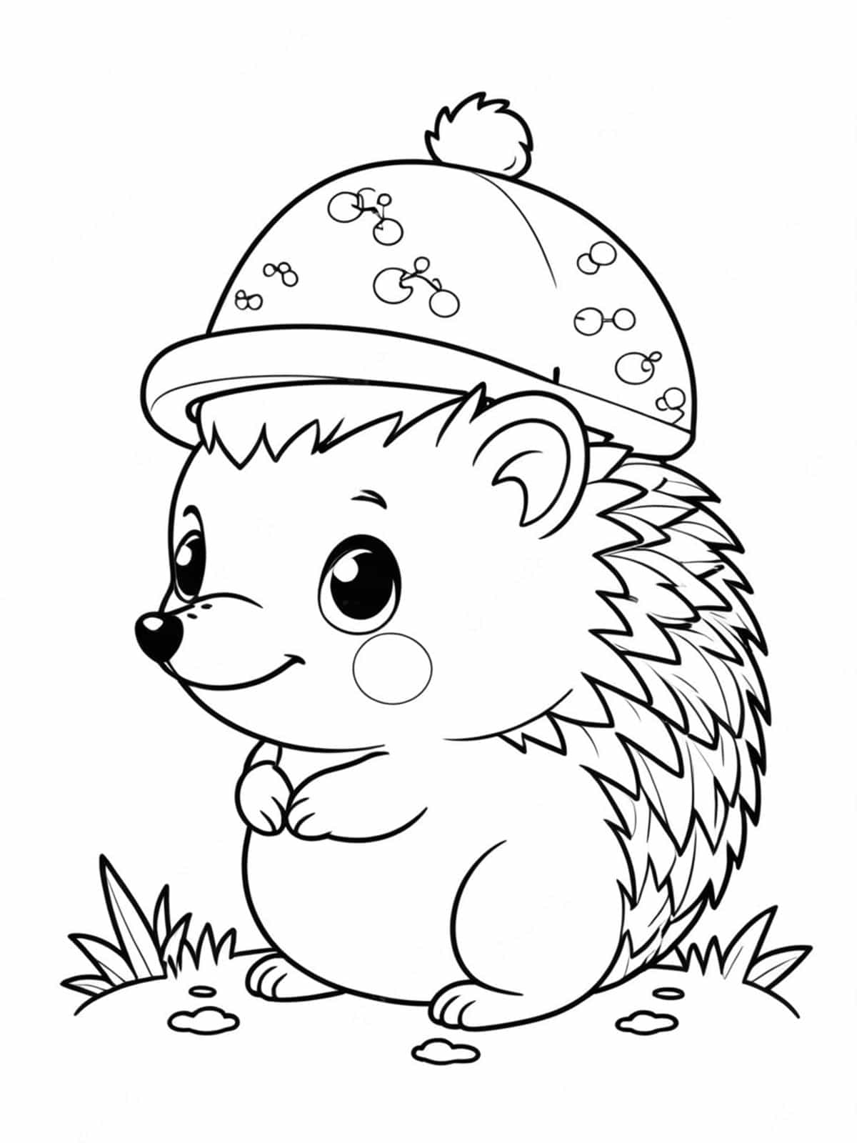 Cartoon Hedgehog Wearing A Little Hat Coloring Pages