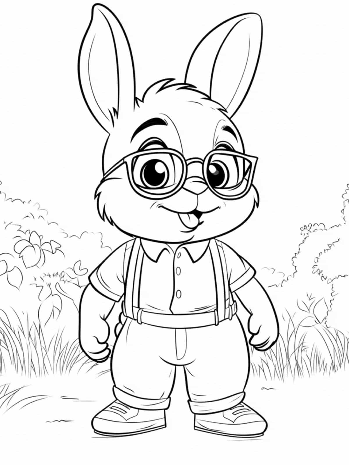 Cartoon Rabbit Go To School Coloring Pages