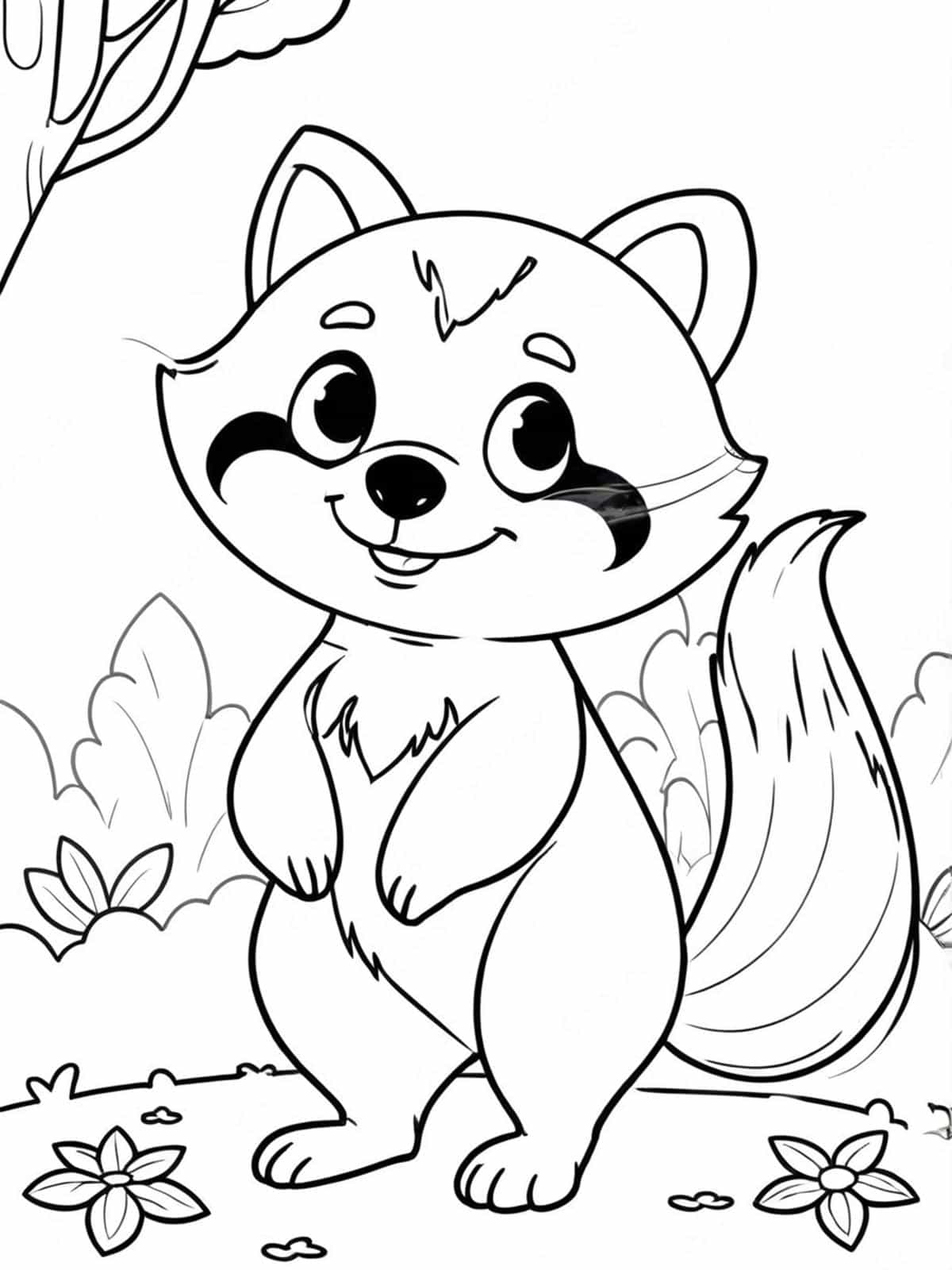 Cartoon Raccoon Coloring Page