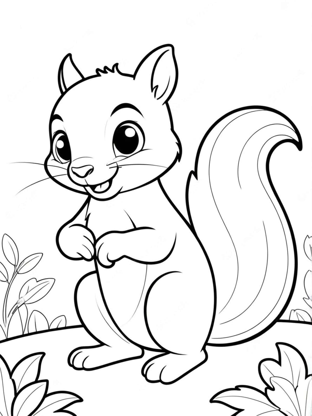 Cartoon Squirrel In A Fun Pose Coloring Pages