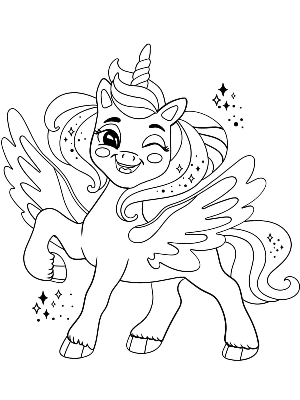 Cartoon Unicorn Coloring Page