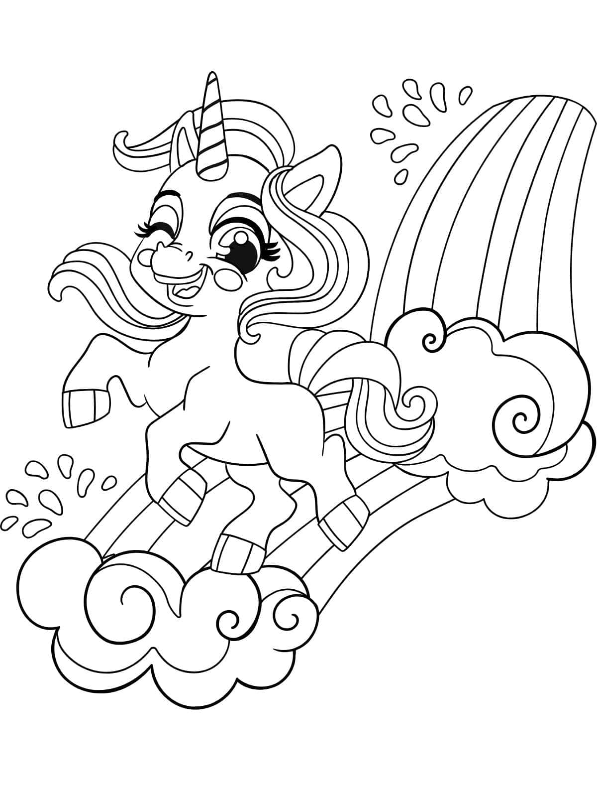 Cartoon Unicorn Coloring Pages For Kids