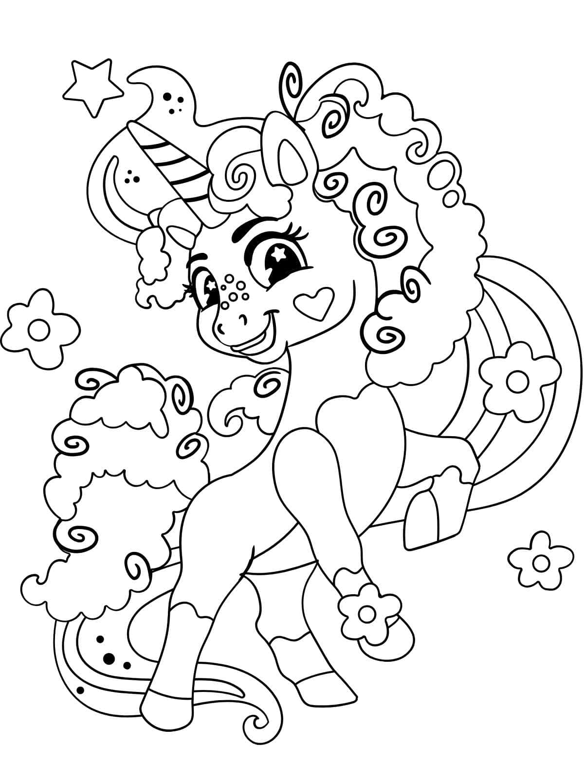 Cartoon Unicorn Coloring Pages