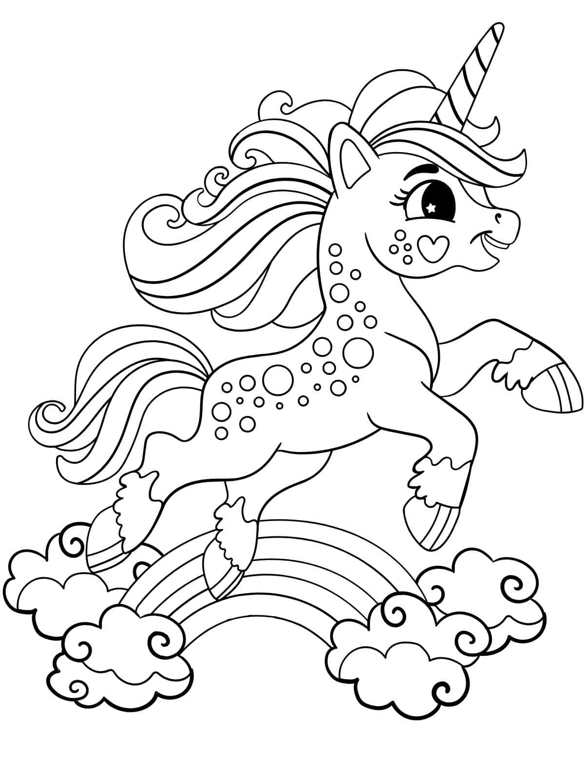 Cartoon Unicorn Coloring Sheets