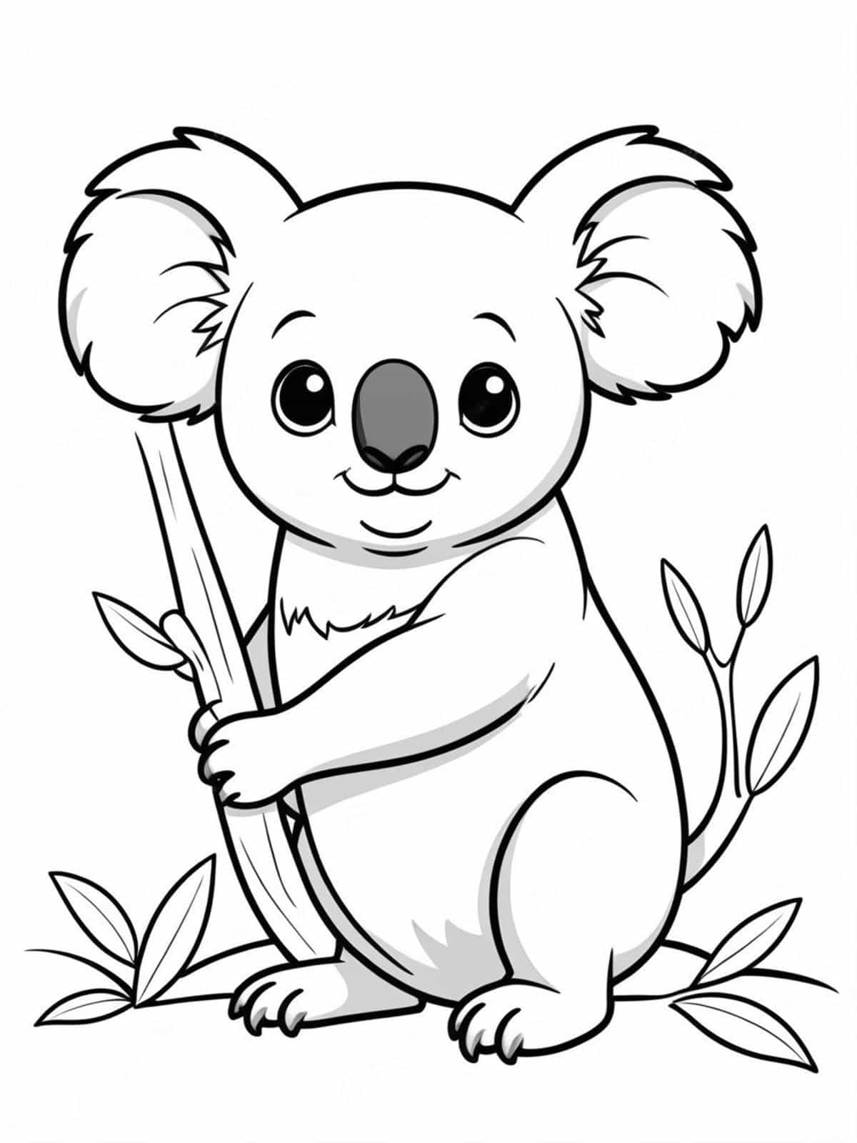 Cartoonstyle Koala In A Cute Pose Coloring Pages For Kids