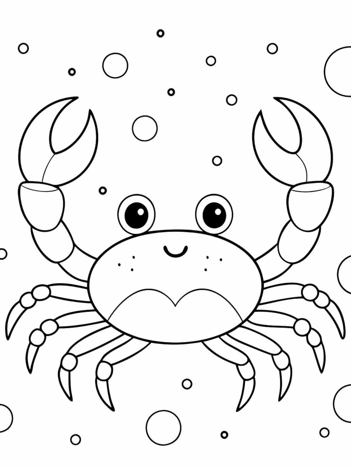 Cheerful Crab And Ocean Waves Coloring