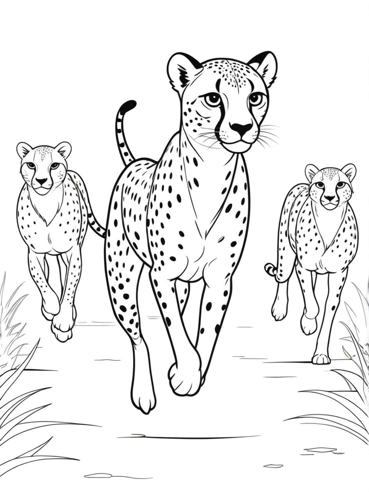 Cheetah In A Race With Other Fast Animals Coloring Pages