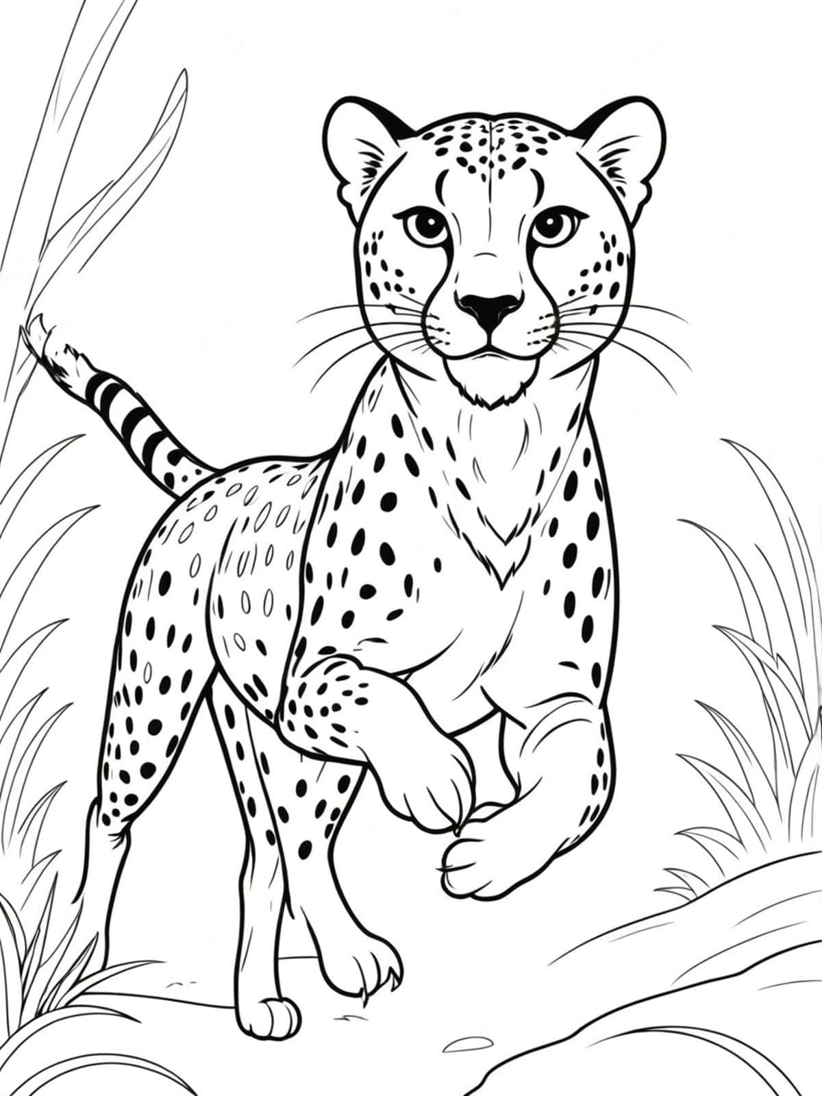 Cheetah Running At Full Speed Coloring Pages