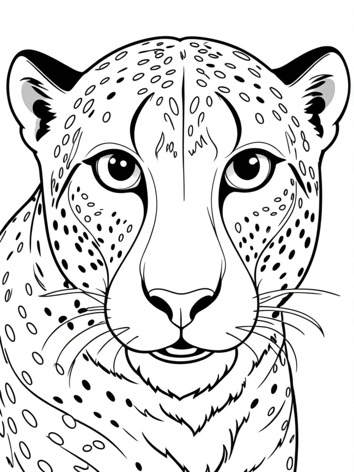 Cheetah With A Closeup View Coloring Pages