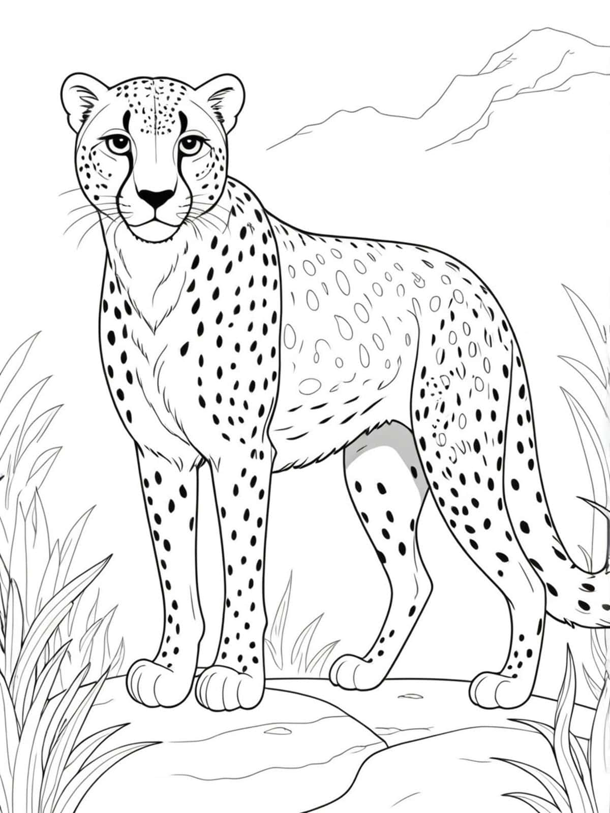 Cheetah With Detailed Spots For Coloring Pages