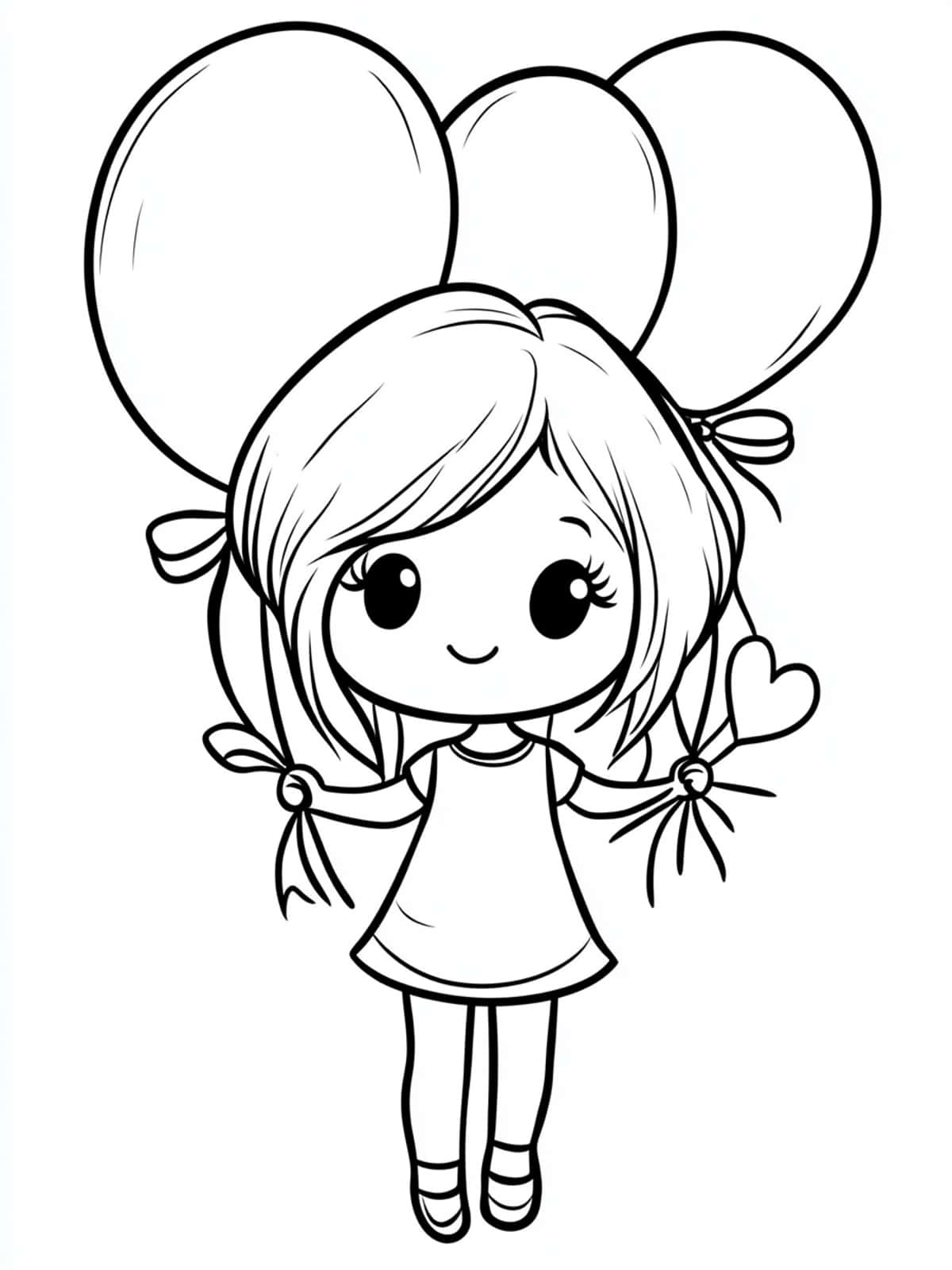 Chibi Balloons And Party Decorations Birthday Coloring Pages For Kids