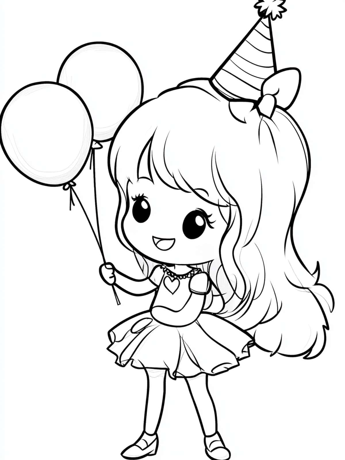 Chibi Birthday Girl Coloring Pages