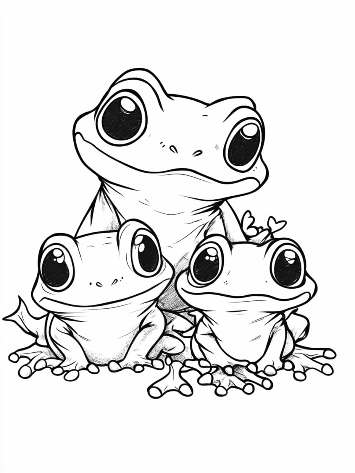 Chibi Frog Family Coloring Pages