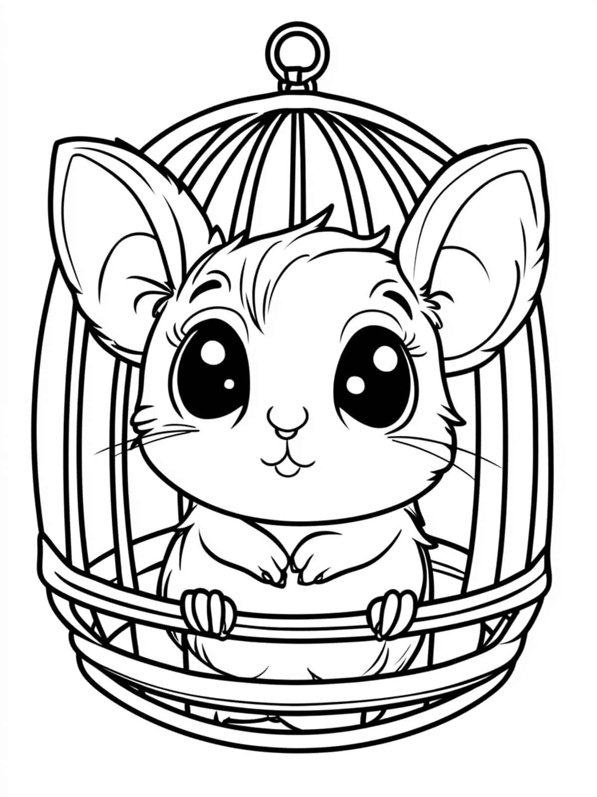 Chibi Hamster In A Cage Coloring Pages