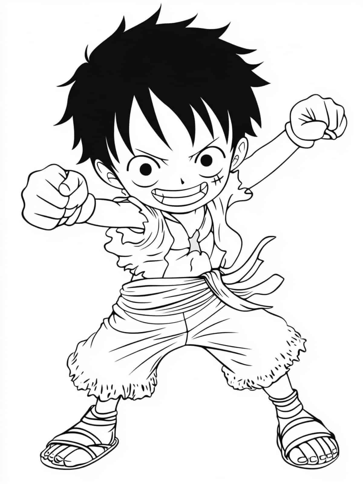 Chibi One Piece Epic Battles Coloring Page Simple