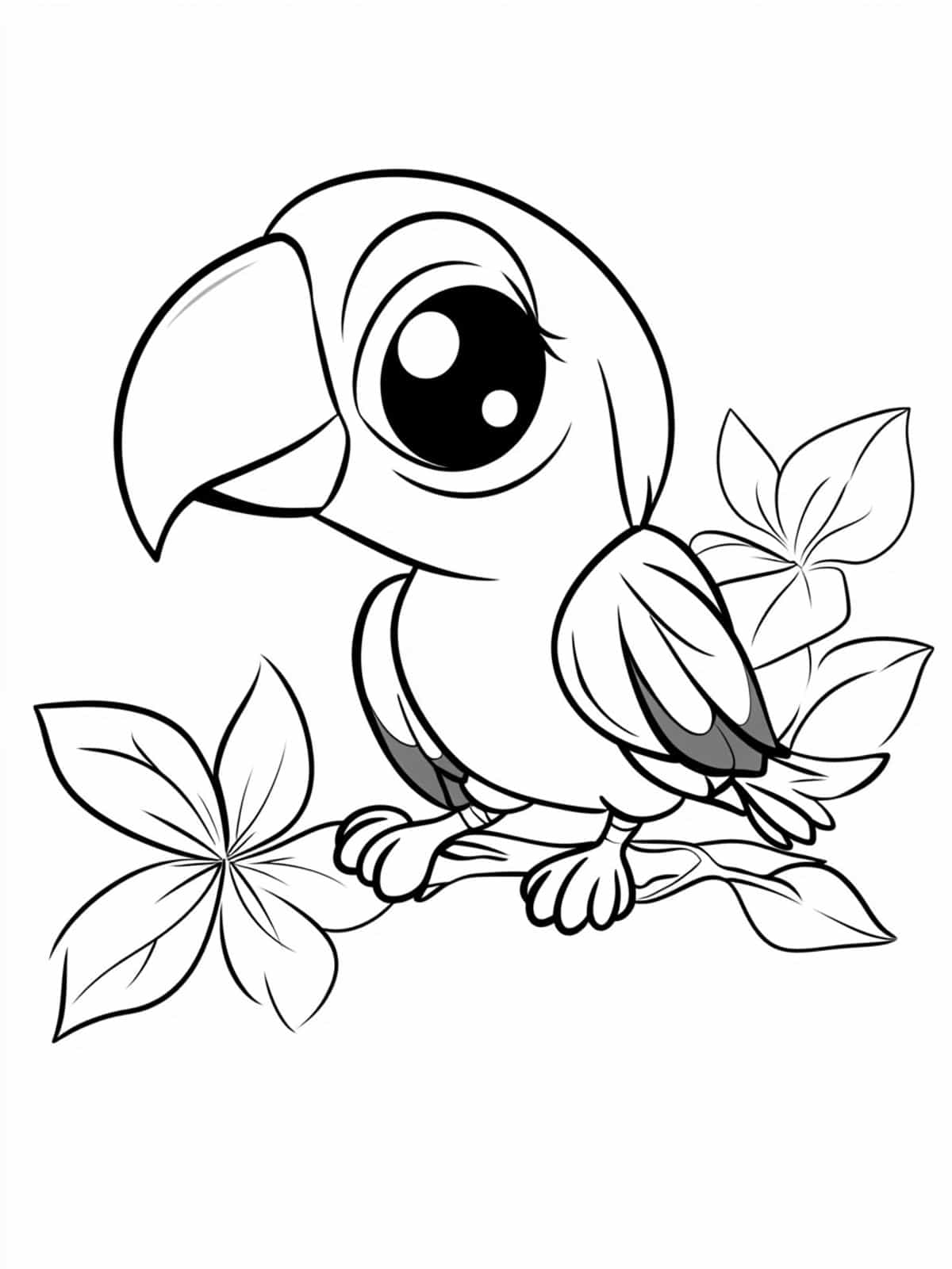 Chibi Toucan And Flower Coloring Pages