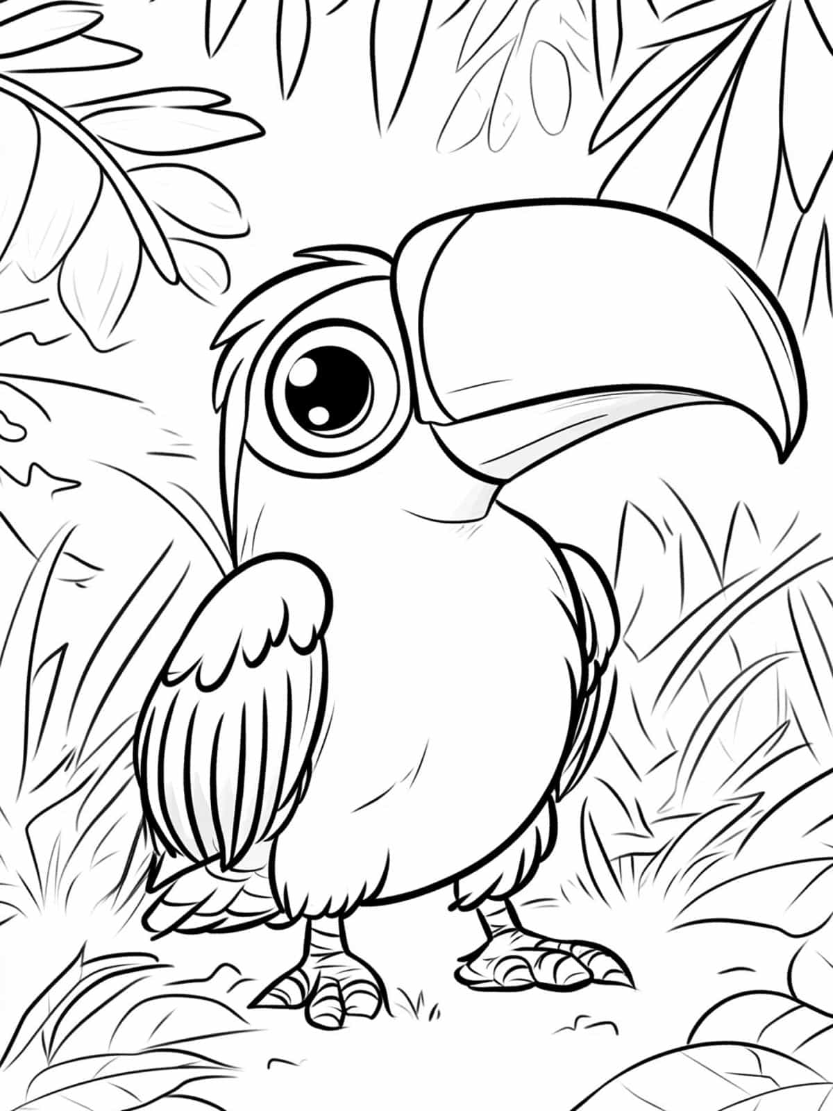 Chibi Toucan And Its Habitat Coloring Page