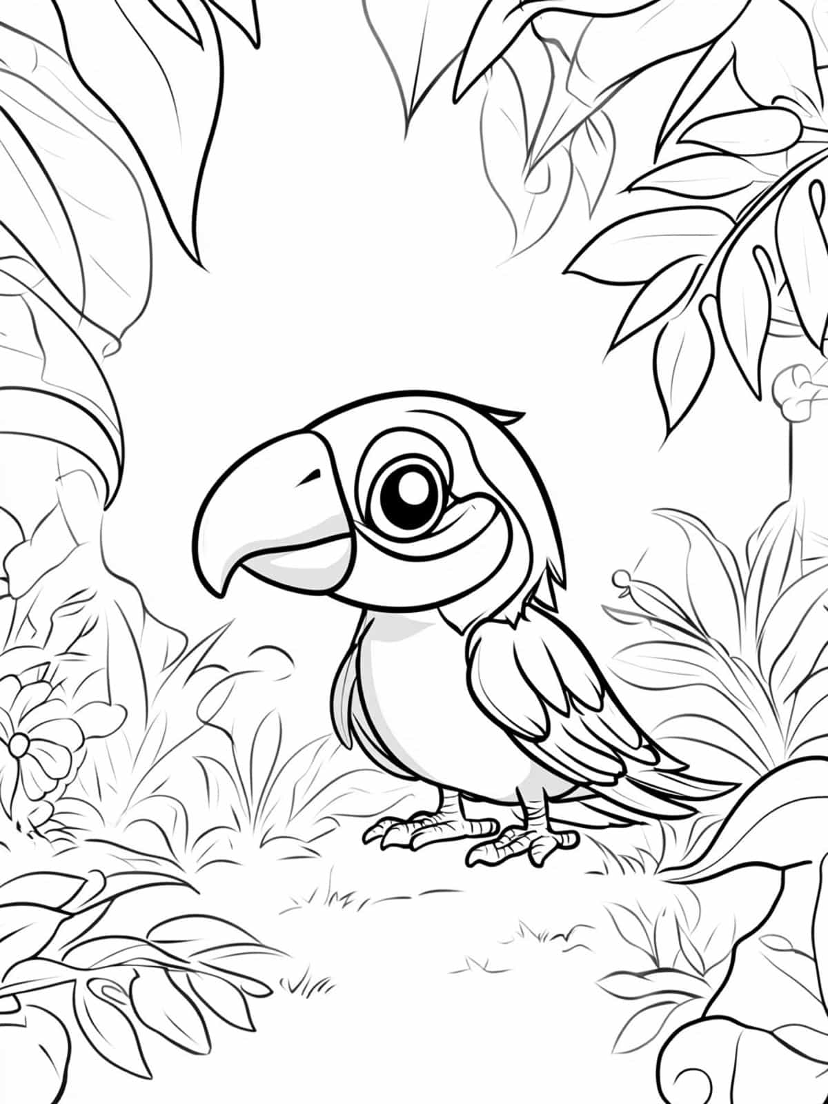 Chibi Toucan And Its Habitat Coloring Pages