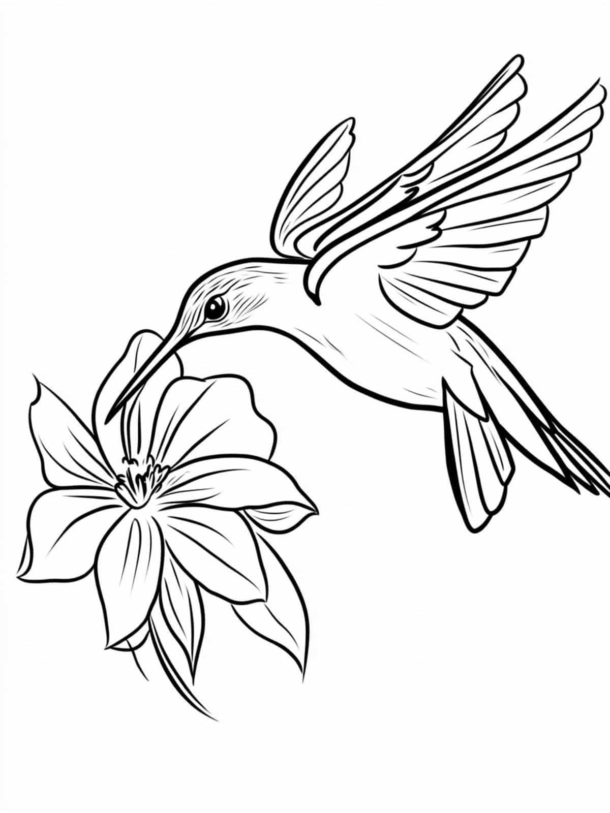 Chibi Two Hummingbird Hovering Over A Flower Coloring Pages