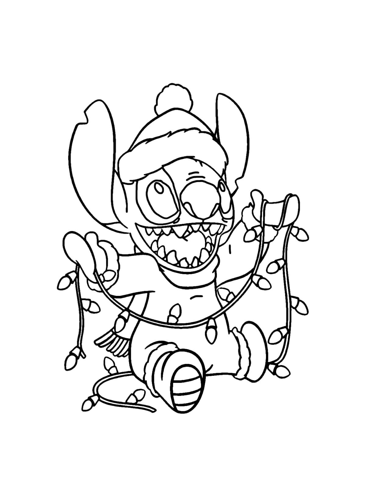 Christmas Lights Stitch Coloring Pages