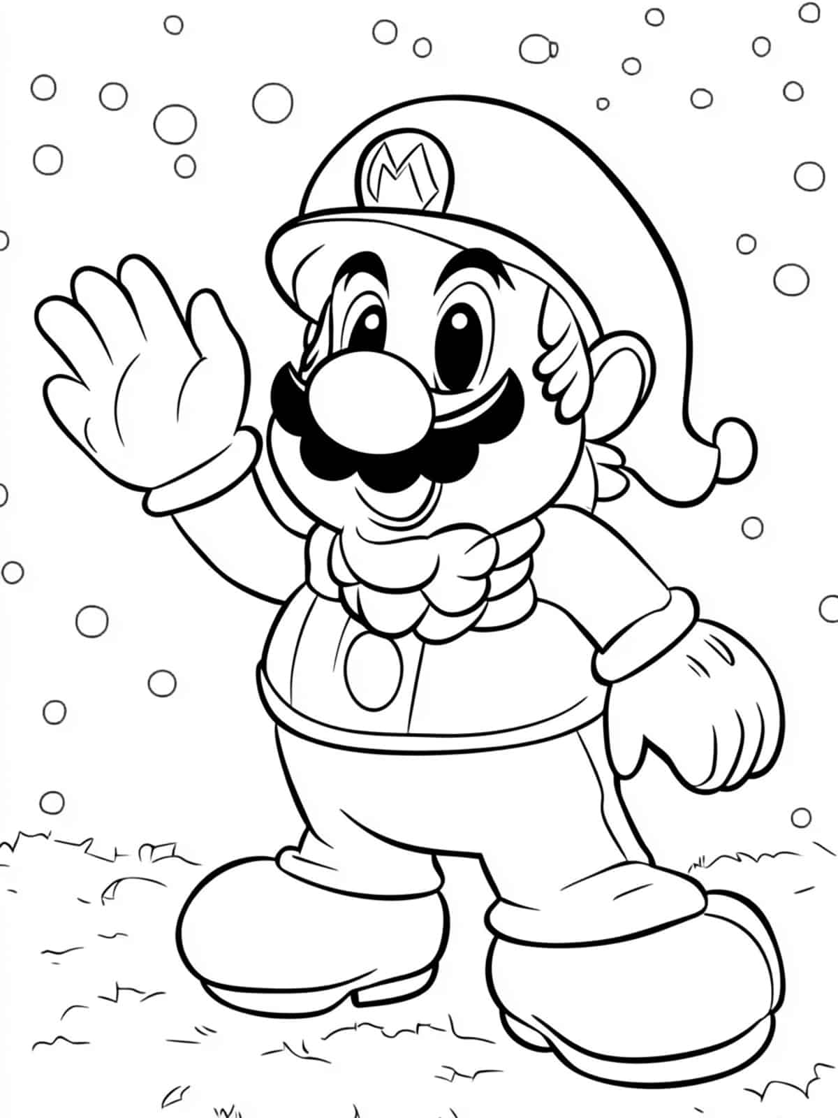 Christmas Mario Coloring Page