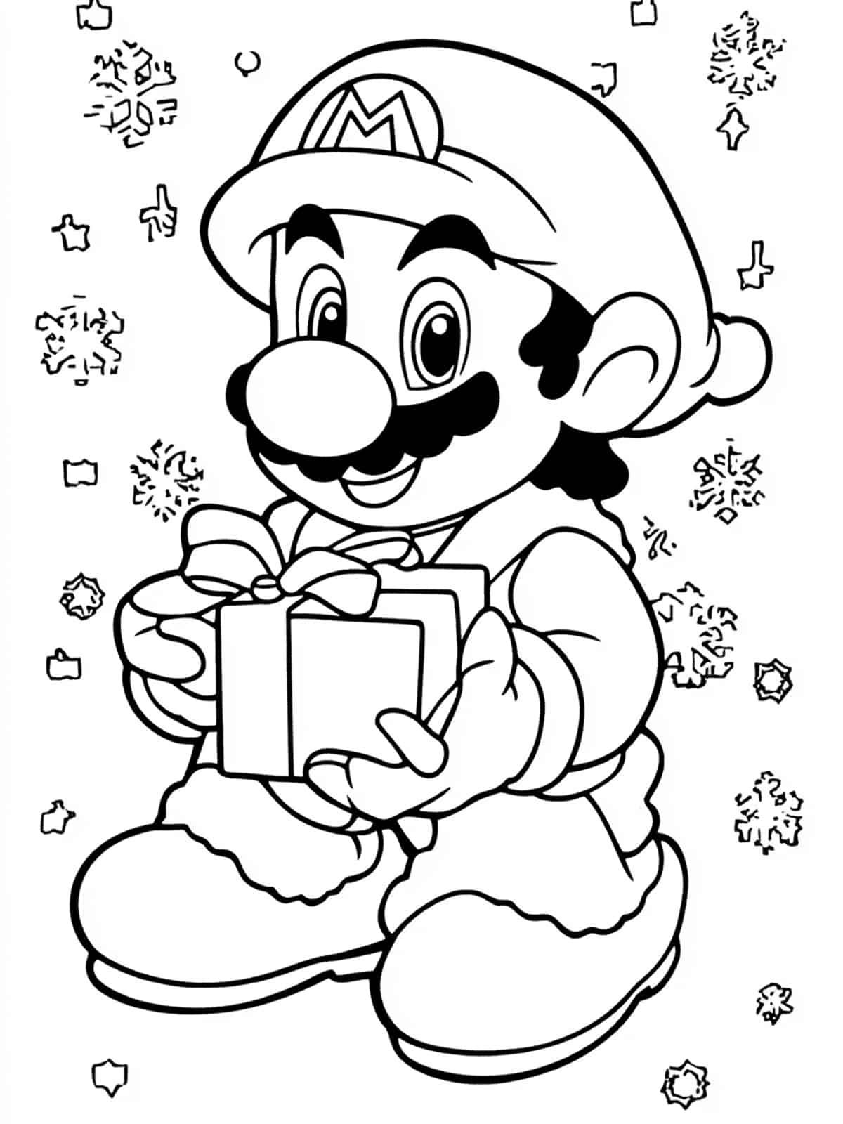 Christmas Mario Coloring Pages For Kids