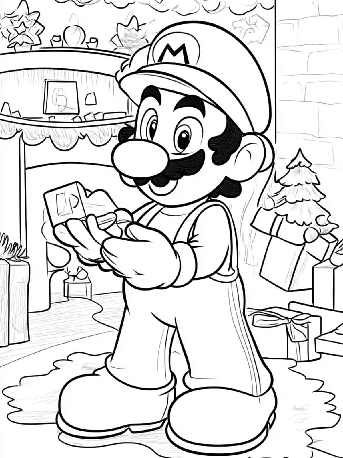 Christmas Mario Coloring Pages