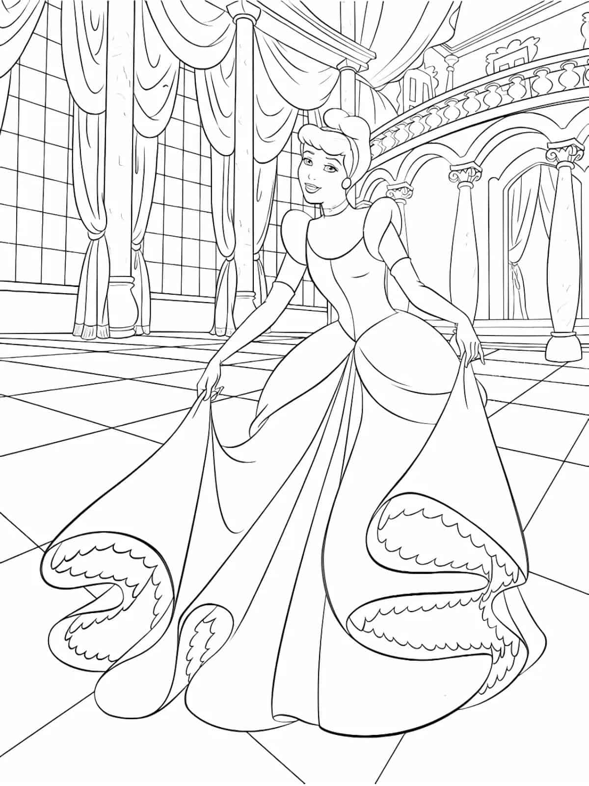 Cinderella Dancing With Prince Charming Coloring Sheets