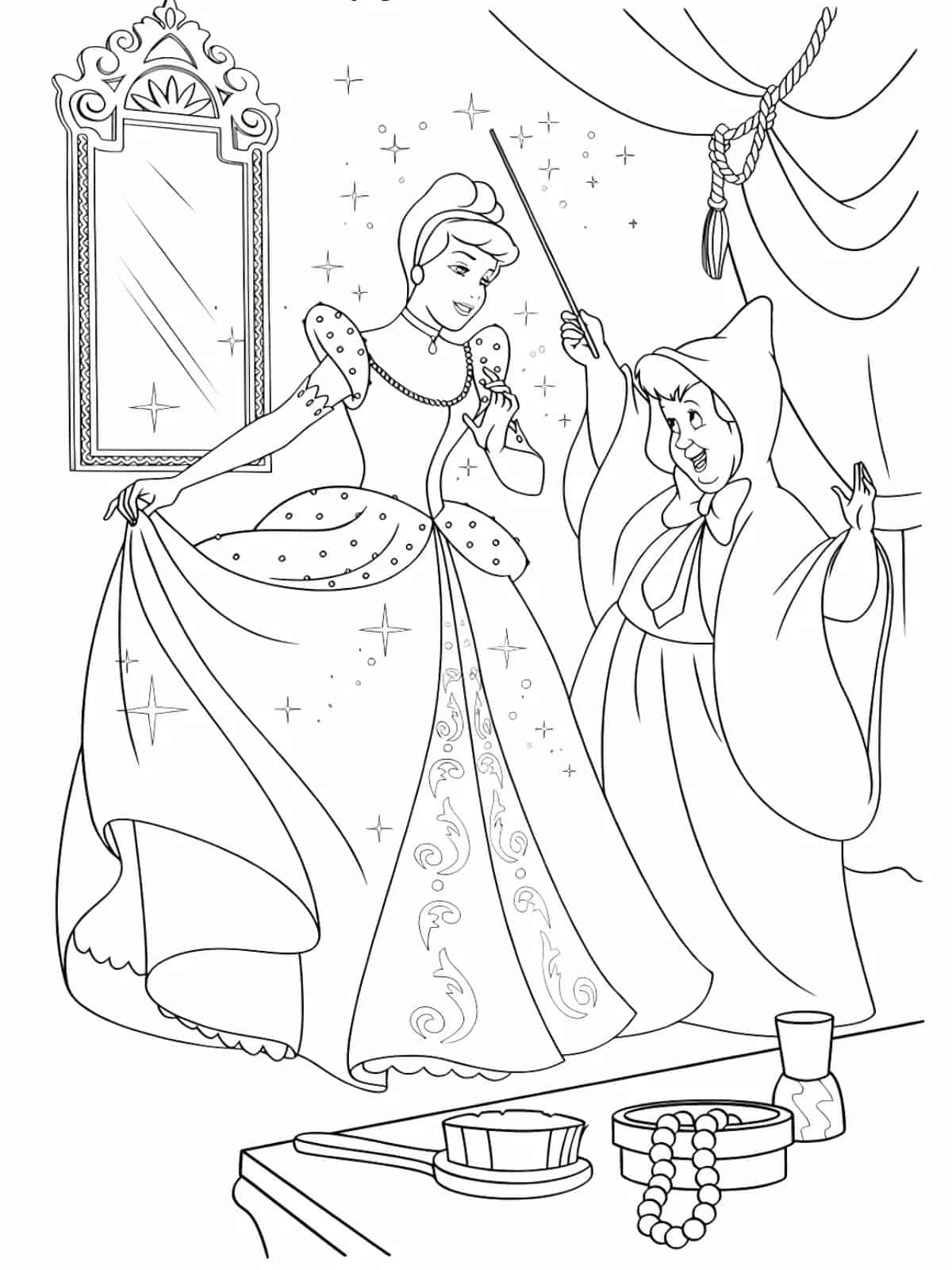 Cinderella Fairy Godmother Coloring Pages