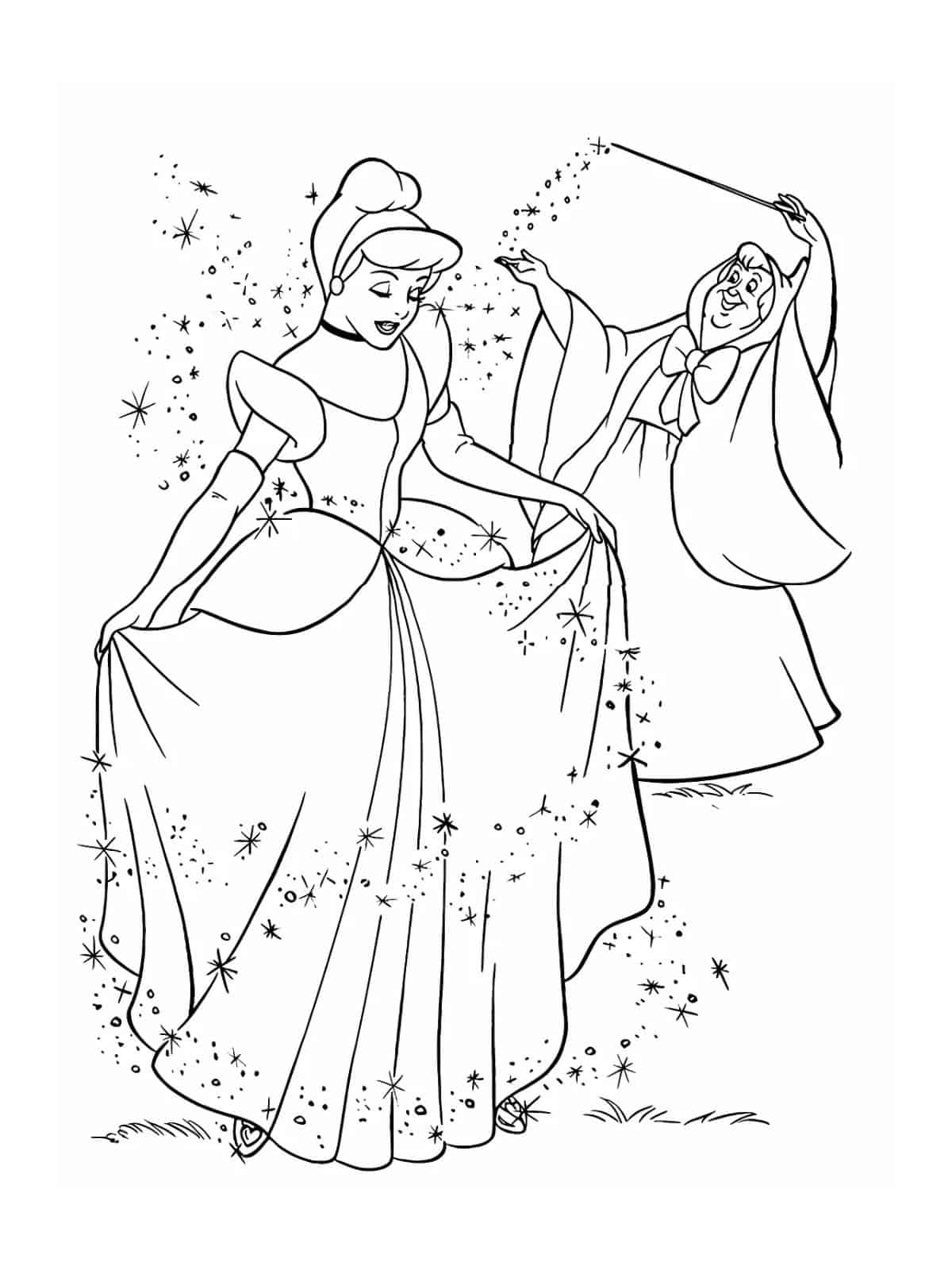 Cinderella Fairy Godmother Magic Wand Coloring Pages