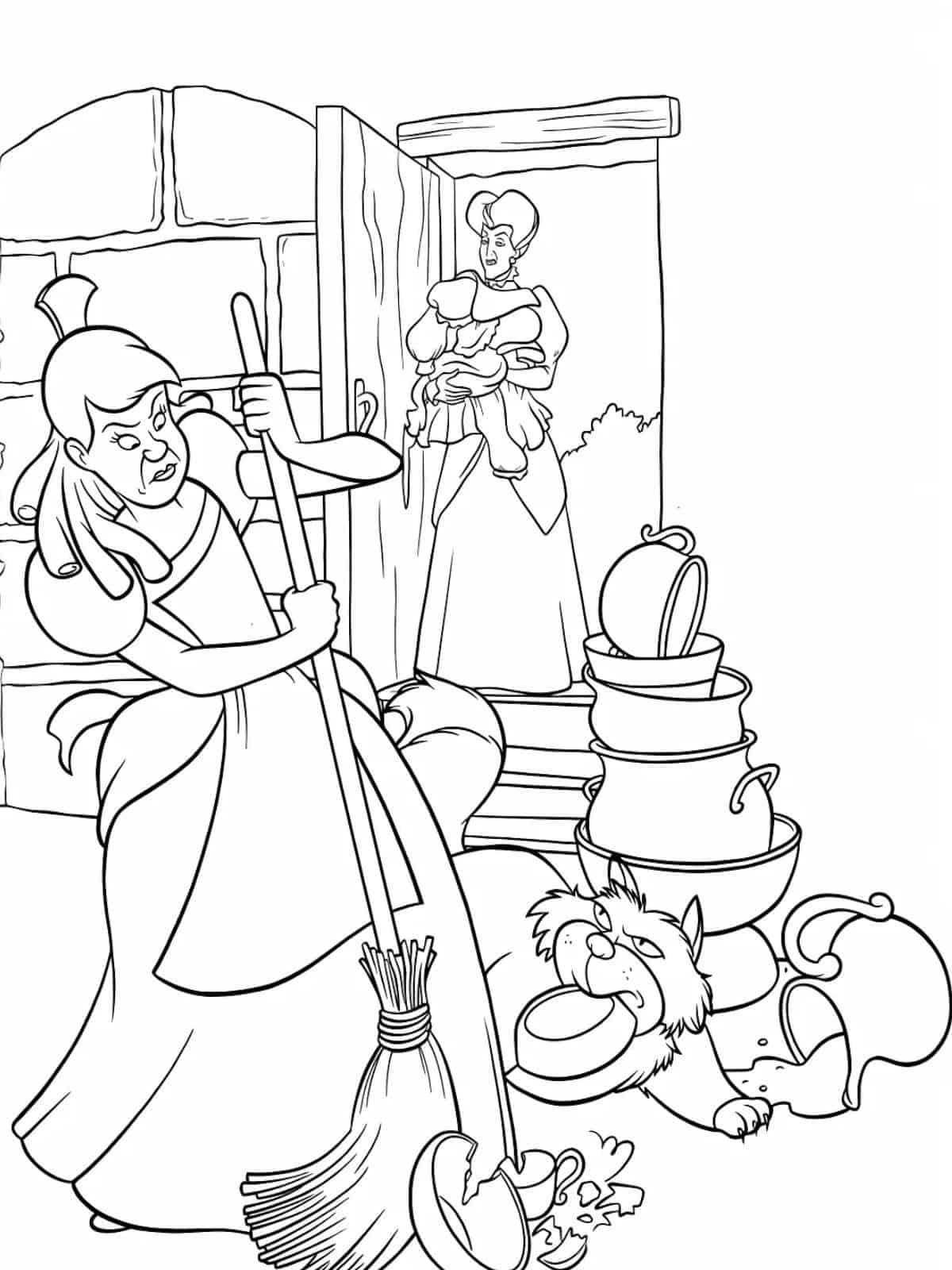 Cinderella Hardworking Coloring Pages