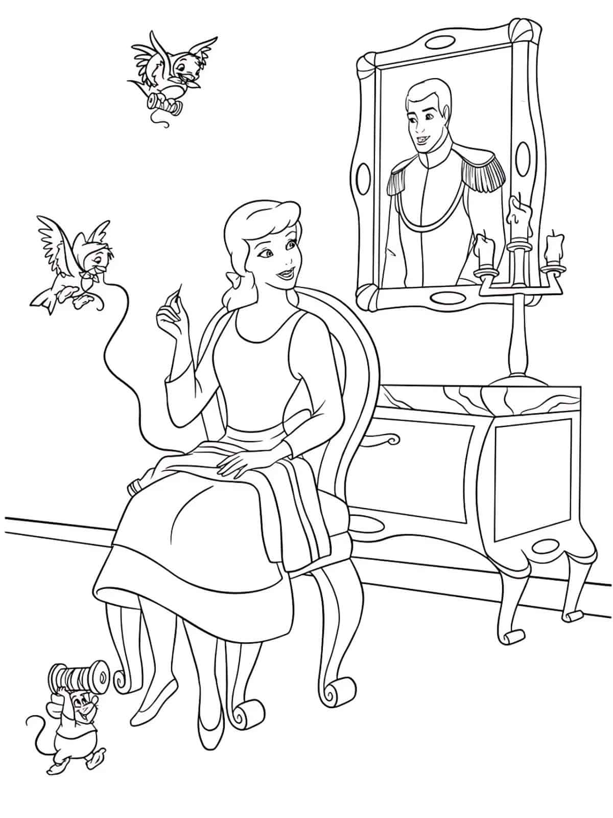 Cinderella Kind And Gentle Coloring Pages