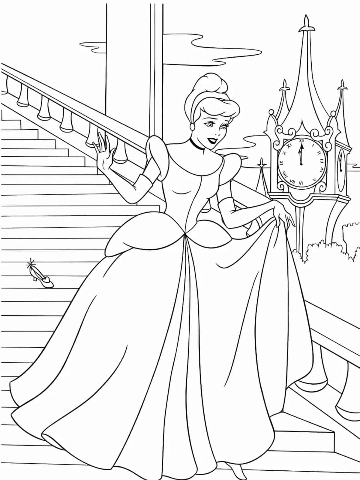 Cinderella Lost Glass Slipper Coloring Pages