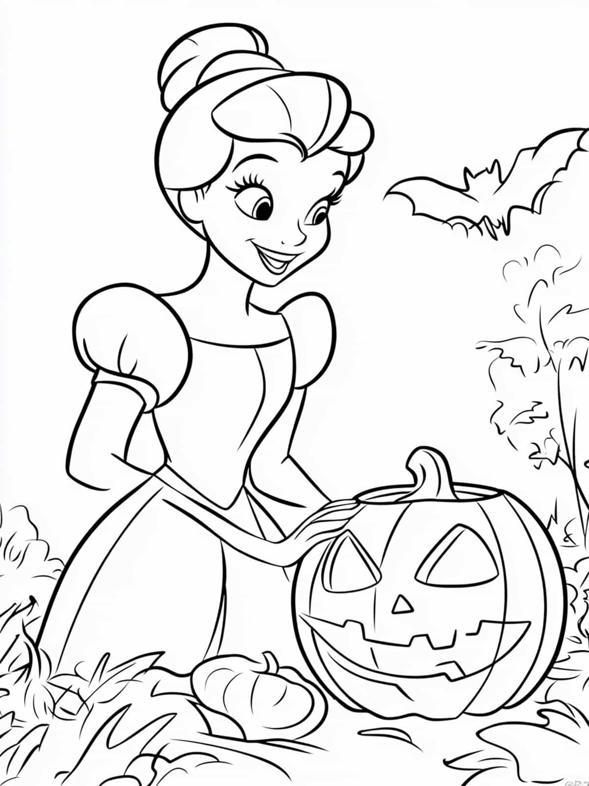 Cinderella Making Jack O Lantern Coloring Pages