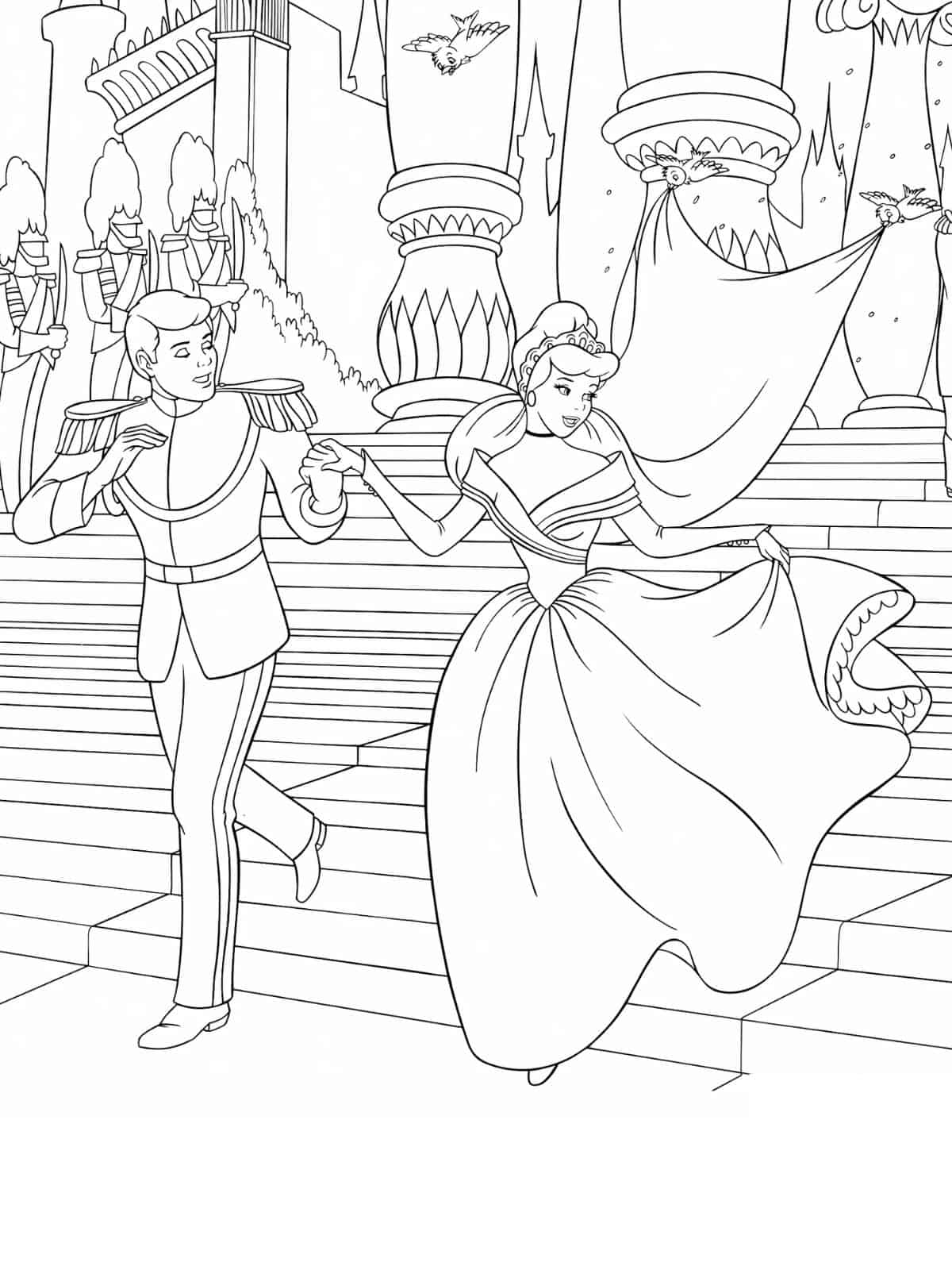 Cinderella Marrying Prince Coloring Pages