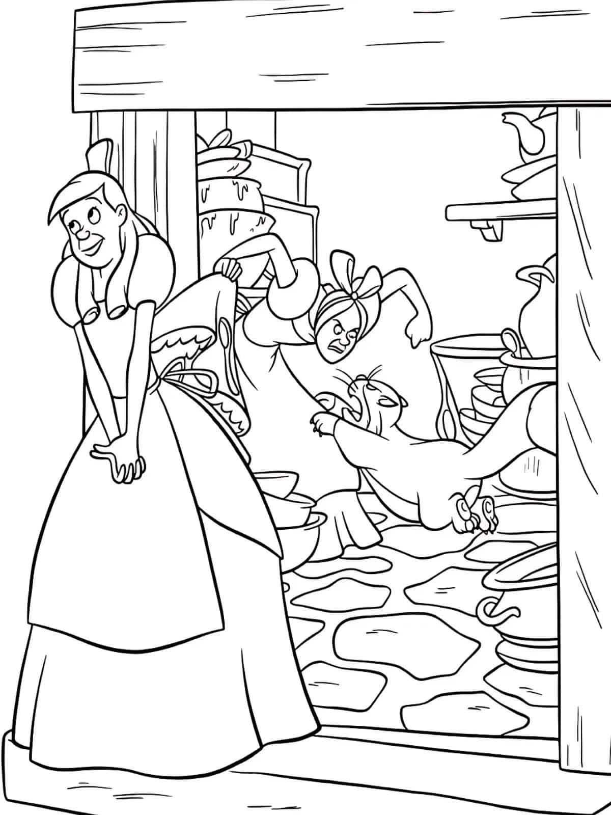 Cinderella Stepsisters Bullying Coloring Pages