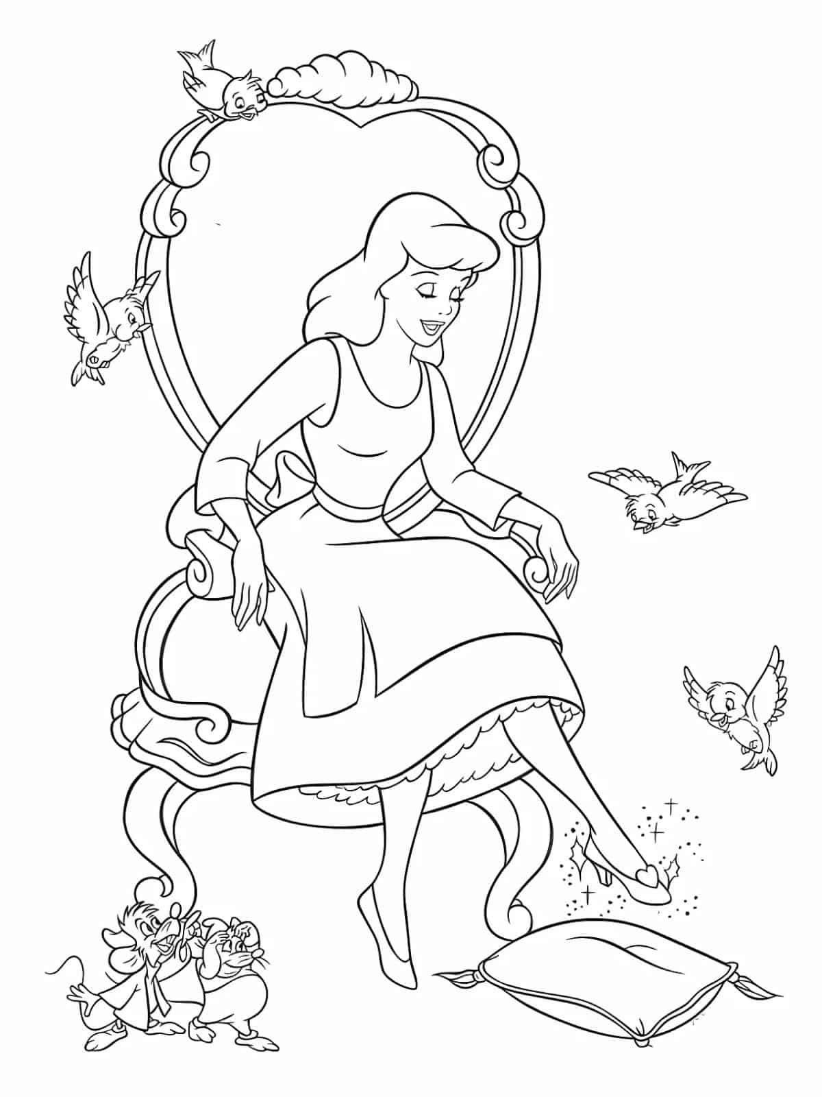 Cinderella Try Glass Slipper Coloring Pages