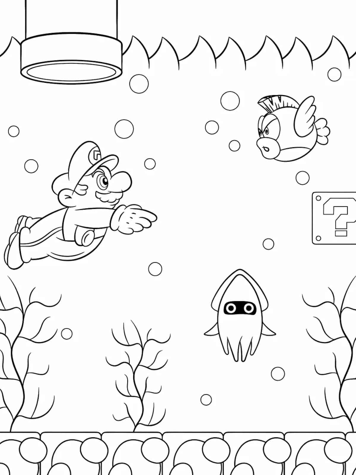 Classic Game Mario Coloring Sheets