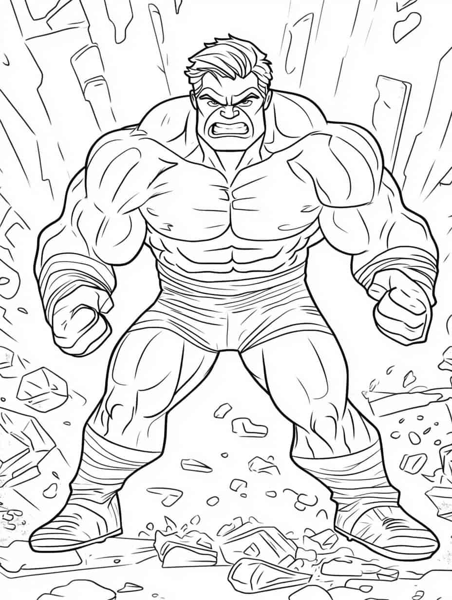 Classic Hulk Vs Villains Coloring Page