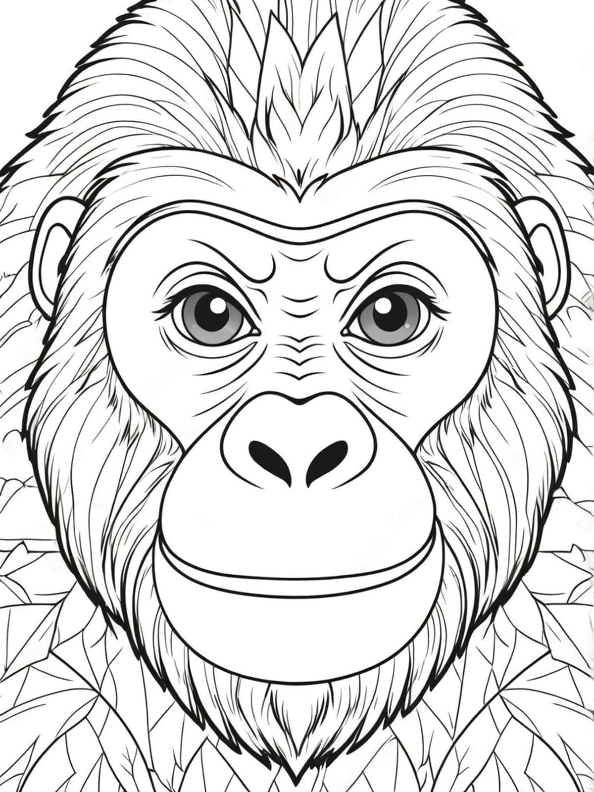 Closeup Of A Gorillas Face Coloring Pages