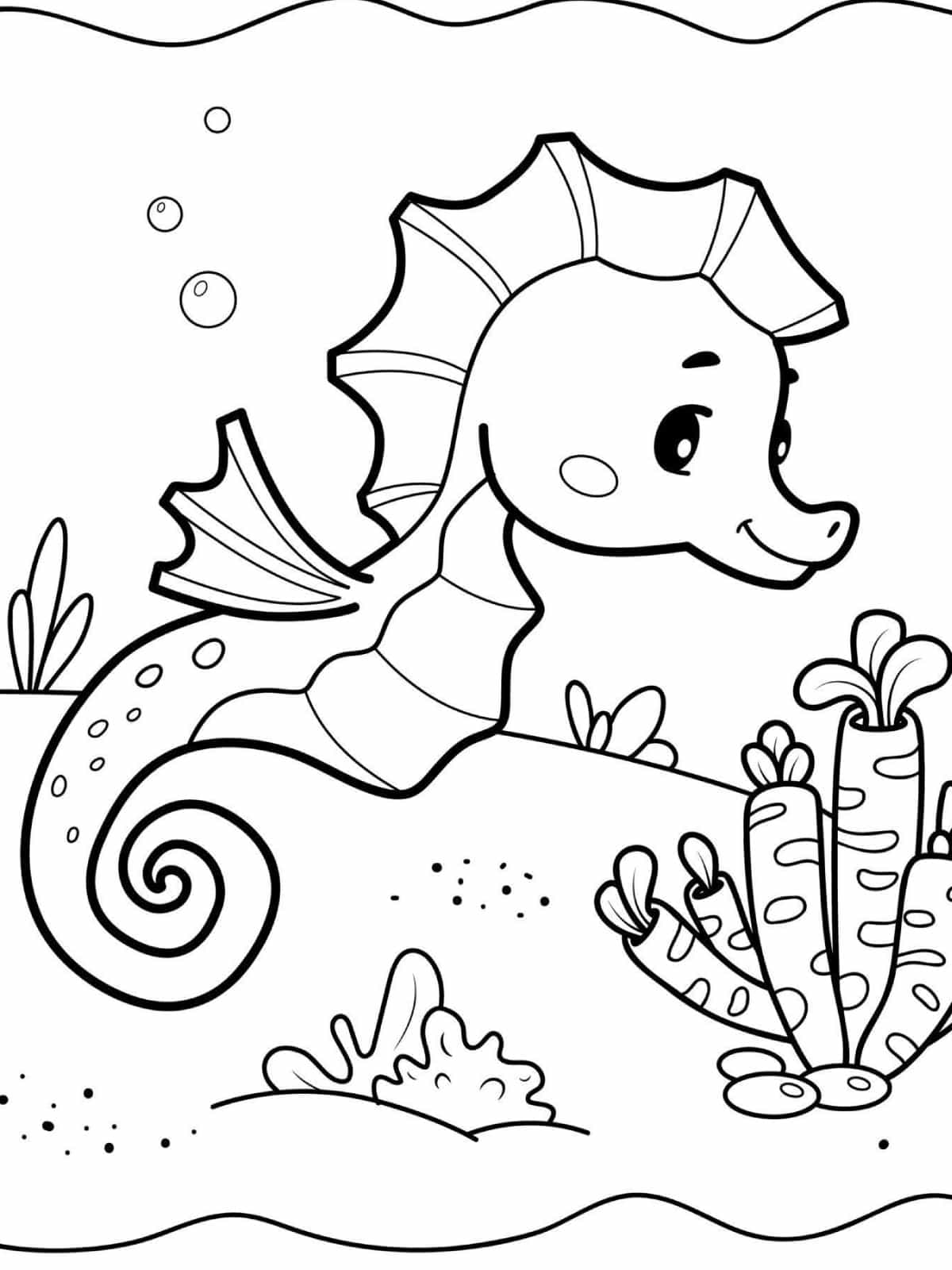 Colorful Seahorse Underwater Coloring Sheets