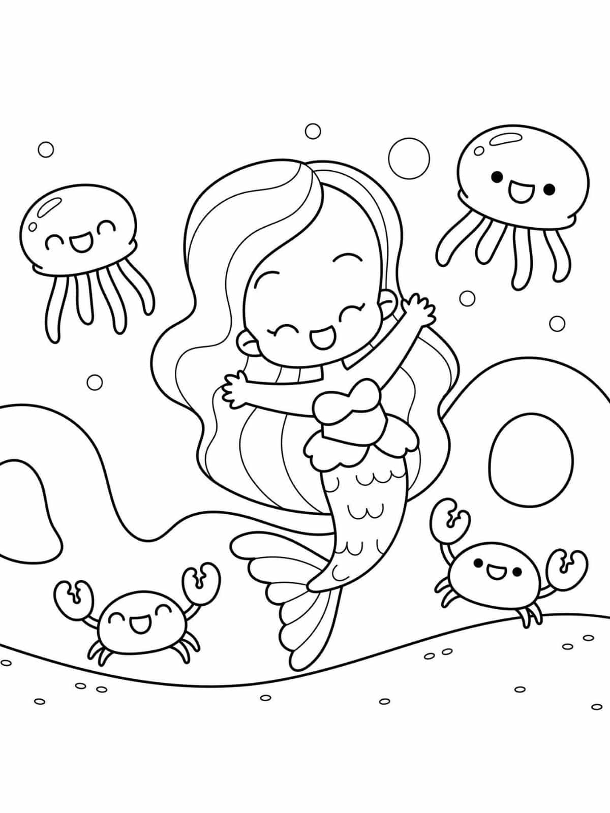 Coloring Pages Of Cute Mermaid