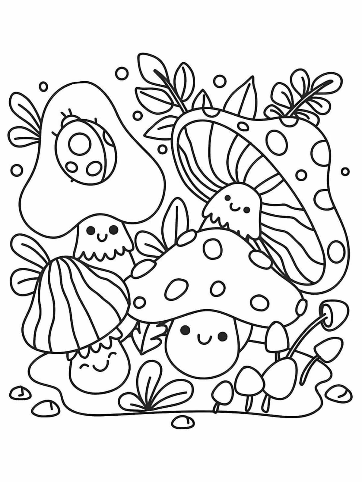 Coloring Pages Of Cute Mushroom