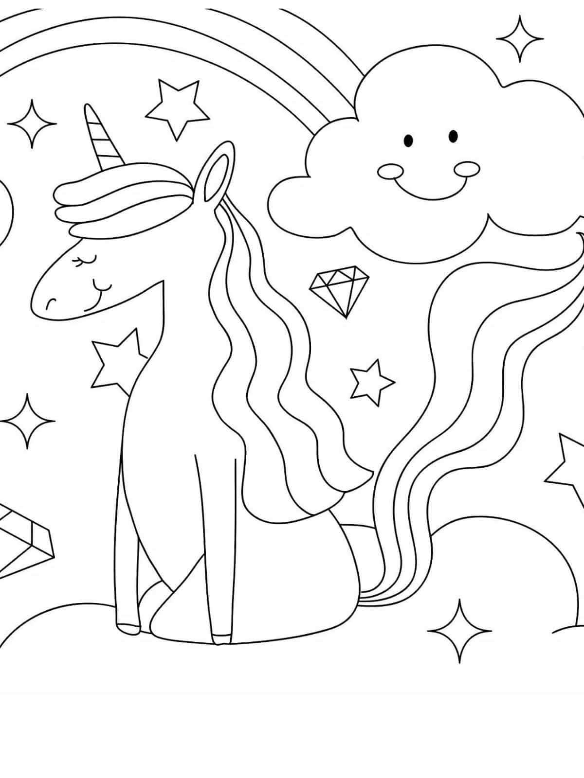 Coloring Pages Of Cute Rainbows Unicorn